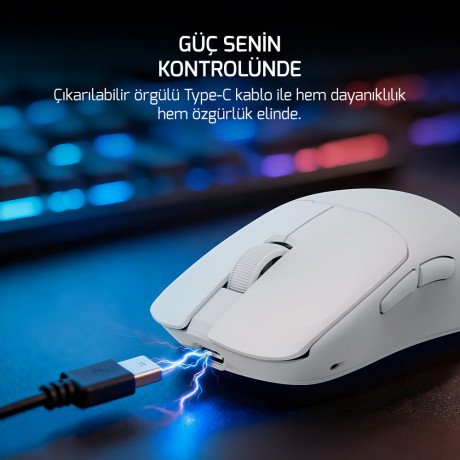 GAMEPOWER RADUS Beyaz 12.000DPI Triple Mode (Kablolu/Bluetooth/2.4G) Gaming Mouse - Mouse ürünleri tekmarshop.com'da